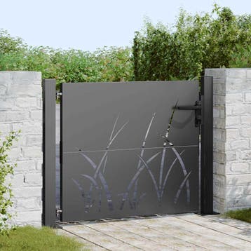 vidaXL Tuinpoort 110 x 105 cm Poedercoated staal Zwart, Tuin en Terras, Verzenden, Nieuw