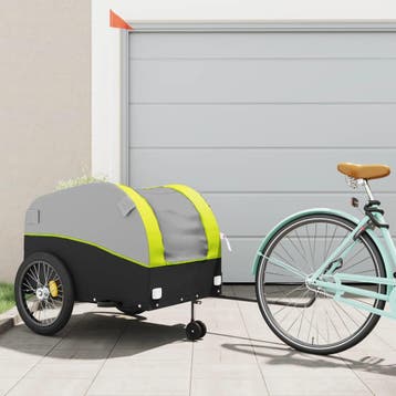 vidaXL Fietstrailer 45 kg ijzer zwart en groen, Verzenden, Nieuw