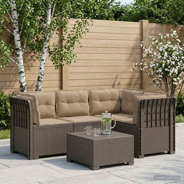 vidaXL 4-Persoons Tuin Sofa met Kussens Rattan Look PP, Verzenden