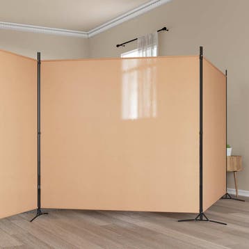 vidaXL 4-Panel Room Divider Beige 525 x 180 cm Stof, Huis en Inrichting, Verzenden, Nieuw