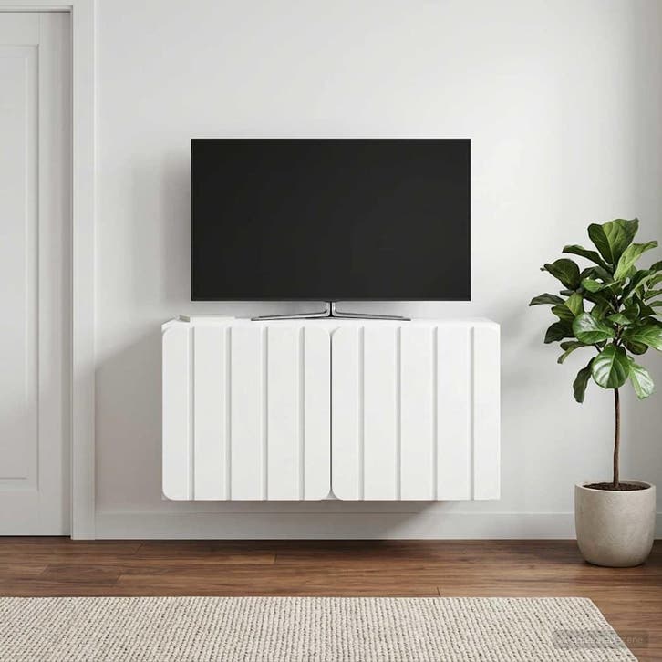vidaXL Wandmontage TV-kast Wit 59,5 x 31 x 30 cm Bewerkt, Huis en Inrichting, Kasten |Televisiemeubels, Nieuw, Verzenden