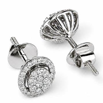 Oorstekers - 14 karaat Witgoud - 0.34ct. tw. Diamant