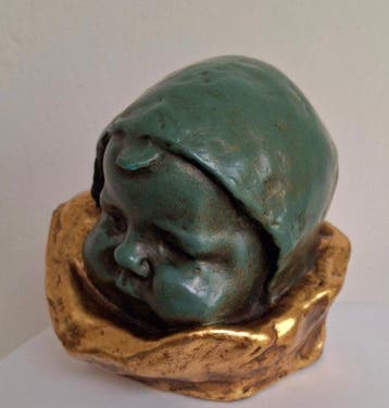 Beeld, Portret kind - 15 cm - Aardewerk - 1910, Antiek en Kunst