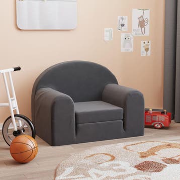 vidaXL Kinderslaapbank zacht pluche antracietkleurig, Kinderen en Baby's, Verzenden, Nieuw