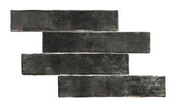 Wandtegel Equipe Kaizen Handvorm Stonelook Zwart Glans 5x25, Nieuw, 20 tot 40 cm, 10 m² of meer, Wandtegels