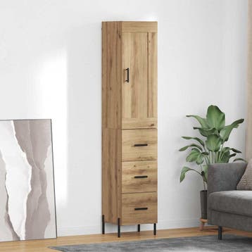 vidaXL Highboard Artisan Eiken 34,5 x 34 x 180 cm Bewerkt, Verzenden, Nieuw