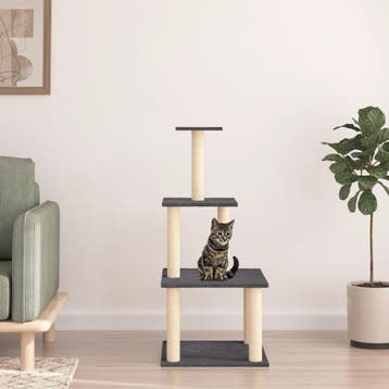 vidaXL Kattenmeubel met sisal krabpalen 111 cm donkergrijs, Verzenden