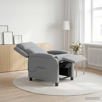 vidaXL Massage Relaxstoel Lichtgrijs Stof, Verzenden, Nieuw