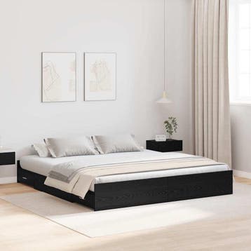 vidaXL Opbergbedframe met lade Zwart Eiken 180 x 200 cm, Verzenden