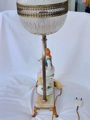 Tafellamp - Messing, Porselein, Capodimonte, Marmer, Glas