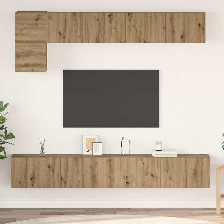 vidaXL Tv-meubelset 5 pcs Artisan Eiken Bewerkt hout, Huis en Inrichting, Kasten |Televisiemeubels, Nieuw, Verzenden