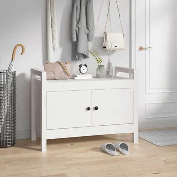 vidaXL Halbankje 80x40x60 cm massief grenenhout wit, Verzenden, Nieuw
