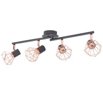 vidaXL Plafondlamp met 4 spotlights E14 zwart en koper, Huis en Inrichting, Verzenden, Nieuw