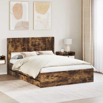 vidaXL Bedframe met opbergruimte en hoofdbord met lade, Huis en Inrichting, Slaapkamer | Bedden, Verzenden, Nieuw