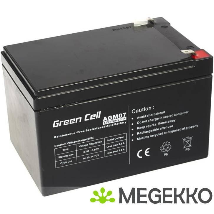 Green Cell AGM Battery 12V 12Ah - Batterie - 12.000 mAh, Computers en Software, Noodvoedingen (UPS), Nieuw, Verzenden