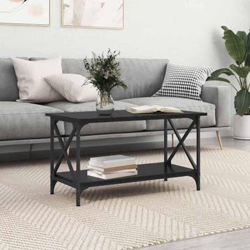 vidaXL Salontafel Zwart eiken 80 x 45 x 45.5 cm Bewerkt hout, Verzenden, Nieuw