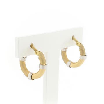 Bicolor gouden oorrbellen ; Ø 16,5 (Oorbellen), Handtassen en Accessoires, Oorbellen, Ophalen of Verzenden, Gebruikt, Goud, Goud