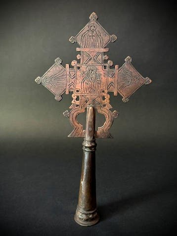 Kruis - Koper, Groot -oud - koptisch - - 1920-1930,