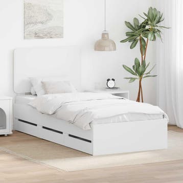 vidaXL Bedframe met lade met hoofdeinde Wit 90 x 200 cm, Verzenden, Nieuw
