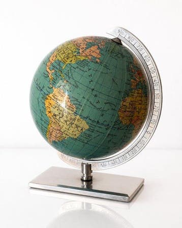 Terrestrial table globe - 1950s Columbus-Schöler Rollglobus