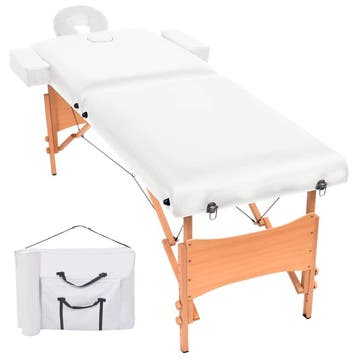 vidaXL Massagetafel 10 cm dik 2 zones inklapbaar wit, Verzenden