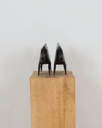 sculptuur, Twee varkentjes - 16 cm - Metaal