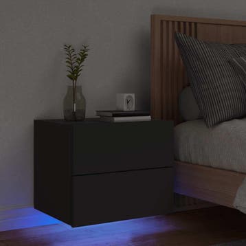 vidaXL Nachtkastje met LEDs wandgemonteerd zwart, Verzenden