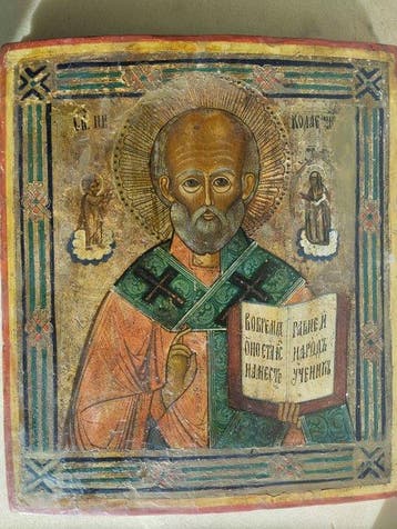 Icône - Saint Nicolas le Thaumaturge - Bois, Antiquités & Art