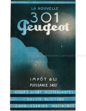 1932 PEUGEOT 301 BROCHURE FRANS