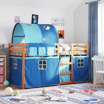 vidaXL Stapelbed met gordijnen 90x190 cm massief grenenhout, Verzenden, Nieuw