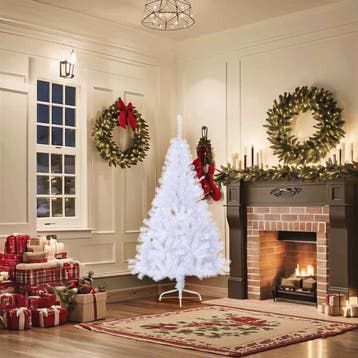 vidaXL Kunstkerstboom met standaard half 150 cm PVC wit, Diversen, Verzenden, Nieuw