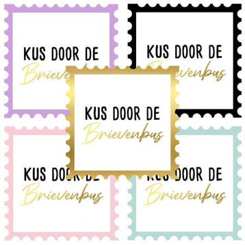 10x Sticker Postzegel Kus door de brievenbus (Stickers), Verzenden, Nieuw, Meerdere stickers
