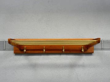 Kapstok - Messing, Hout - Mid-century kapstok, Antiek en Kunst