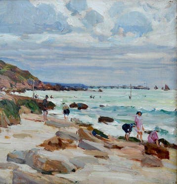 Louis Agricol Montagne (1879-1960) - Plage animée en