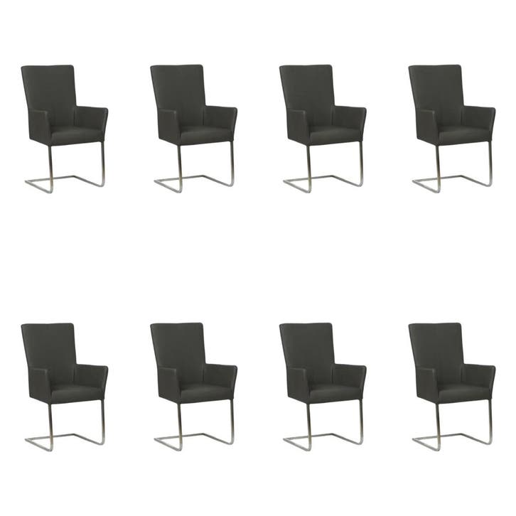 Set van 8 Leren eetkamerstoelen Dare met armleuning -, Huis en Inrichting, Stoelen, Nieuw, Eén, Leer, Ophalen of Verzenden