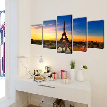vidaXL Canvas muurdruk set Eiffel toren 200 x 100 cm, Verzamelen, Verzenden, Nieuw