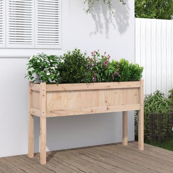 vidaXL Plantenbak met poten 110x31x70 cm massief grenenhout, Verzenden, Nieuw