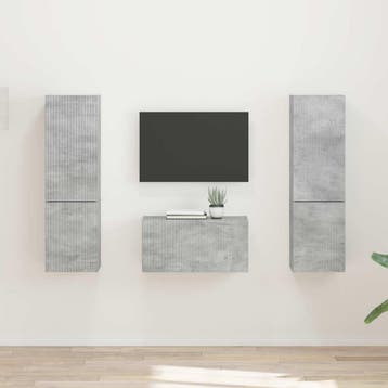 vidaXL Tv-meubelset 5 pcs Beton Grijs Bewerkt hout, Verzenden, Nieuw