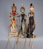 3 marionnettes de théâtre Wayang Golèk - Java Indonésie -, Antiek en Kunst
