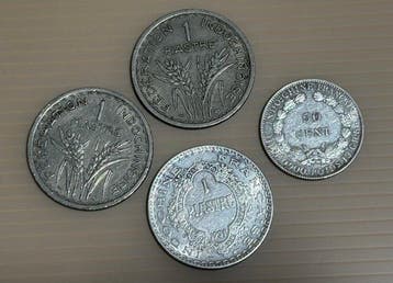 Frans Indochina. Lot of 4 coins, 1931/1947 (Zonder