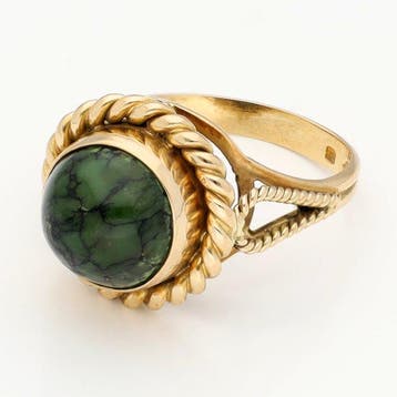 Ring - 18 karaat Geel goud Turquoise, Nieuw
