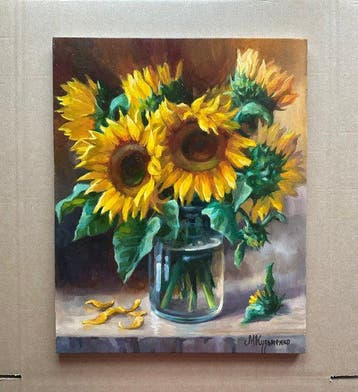 Merie Khys (XX-XXI) - Sunflowers, Antiek en Kunst, Kunst | Schilderijen | Modern