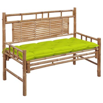 vidaXL Tuinbank met kussen 120 cm bamboe, Verzenden, Nieuw