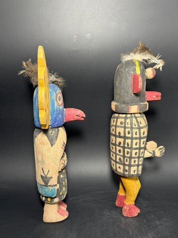 2 poppen in de Hopi-kachina-stijl - Hout - V.S. - Achyuta