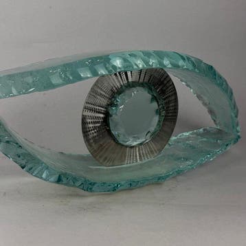 Andrzej Rafalski - sculptuur, LARGE Handmade Glass EYE - 22, Antiek en Kunst