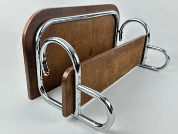 Étagère murale - Bois, Chrome - Une étagère murale Art déco, Antiquités & Art