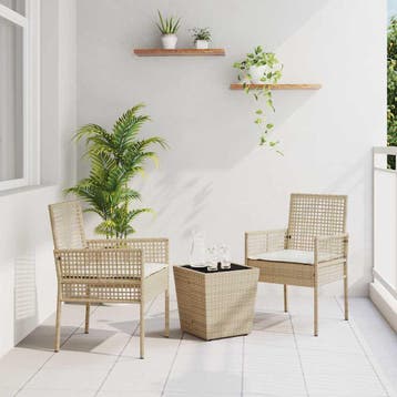 vidaXL Tuin Bistro Set 3 st Beige poly rattan, Verzenden