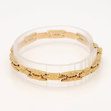Armband - 18 karaat Geel goud - Bismarckschakel - Bloem, Nieuw