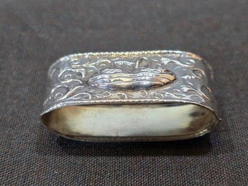 Rond de serviette - Paire de cygnes - Argent 833 - (Sans, Antiquités & Art