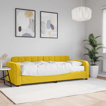 vidaXL Slaapbank met matras 80x200 cm fluweel geel, Verzenden